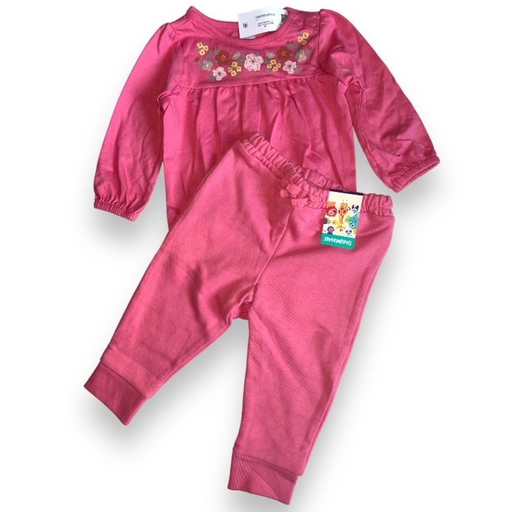 Garanimals Baby Girl pink Long Sleeve Bodysuit & sweat pants outfit 12 months